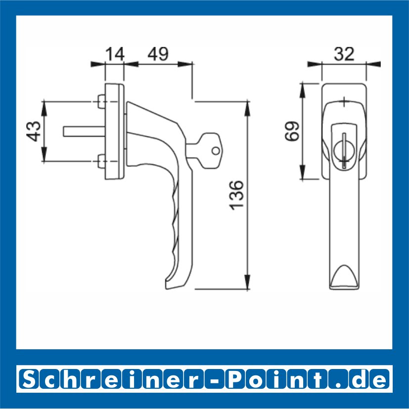 Hoppe London Aluminium Fenstergriff abschließbar F8019 graubraun beschichtet 013S/U11Z 200NM, 6940381, 6958730